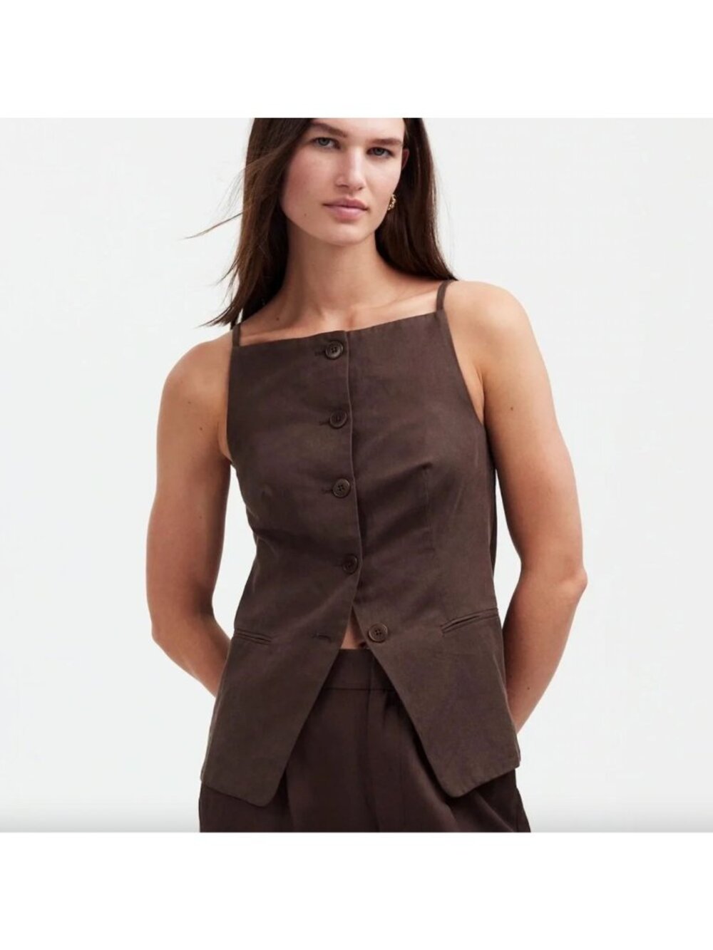 Madewell Women's Harlow Square Neck Drapey Twill Vest 0 Minimalist Contemporary